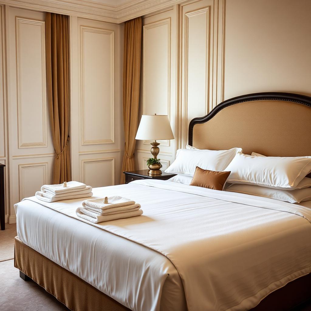 Habitación de hotel con sábanas impecables